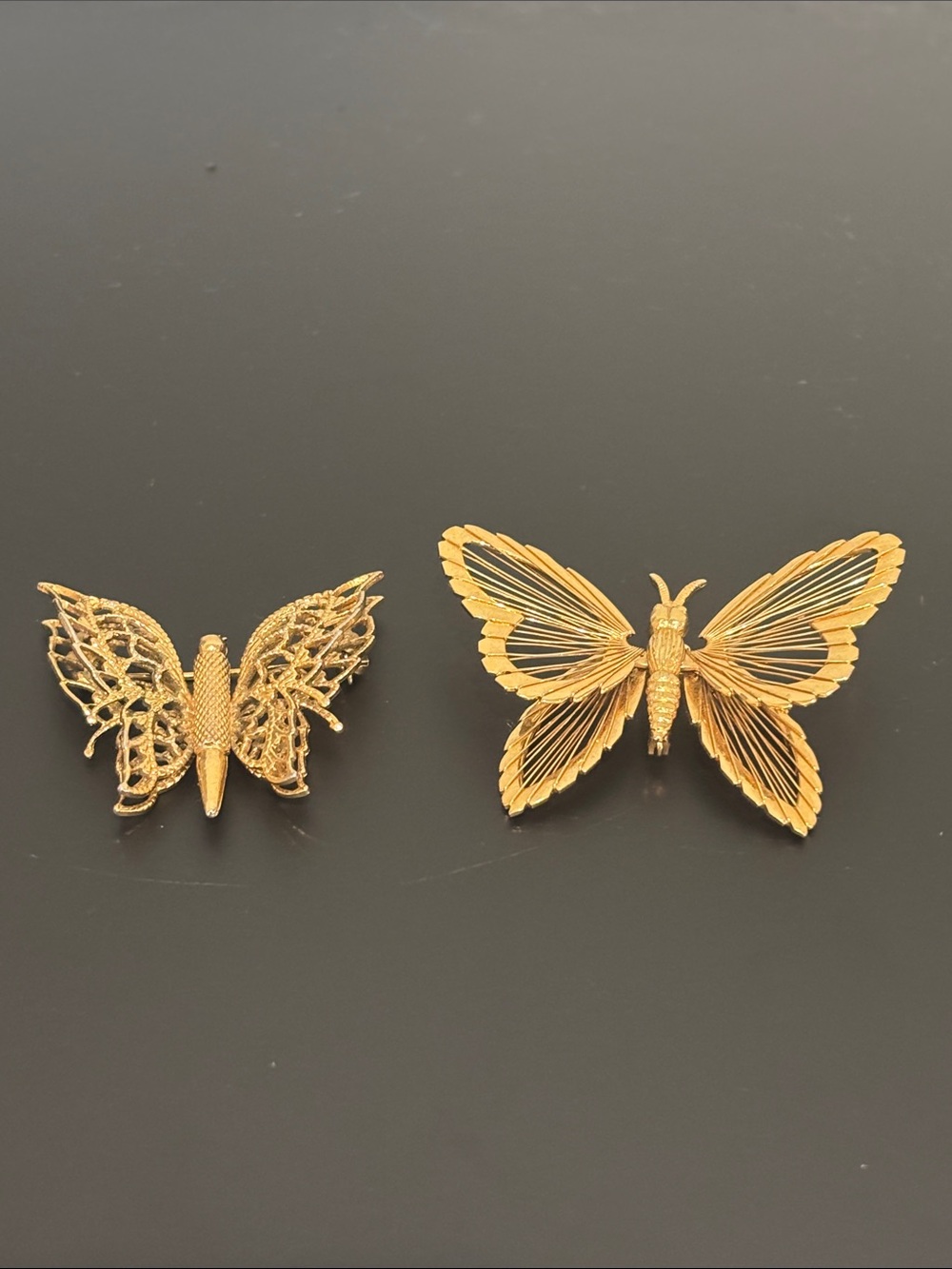 Vintage Monet Gold Butterfly Brooch Pin Lot of 2